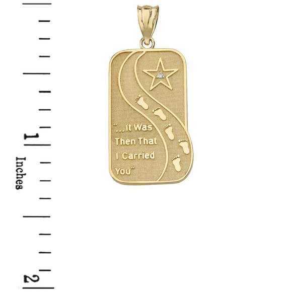 Gold Footprints in the Sand Poem Necklace Diamond - Picture 7 of 9